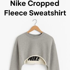 Nike Women’s Cropped Fleece Sweatshirt Gray Medium NWOT